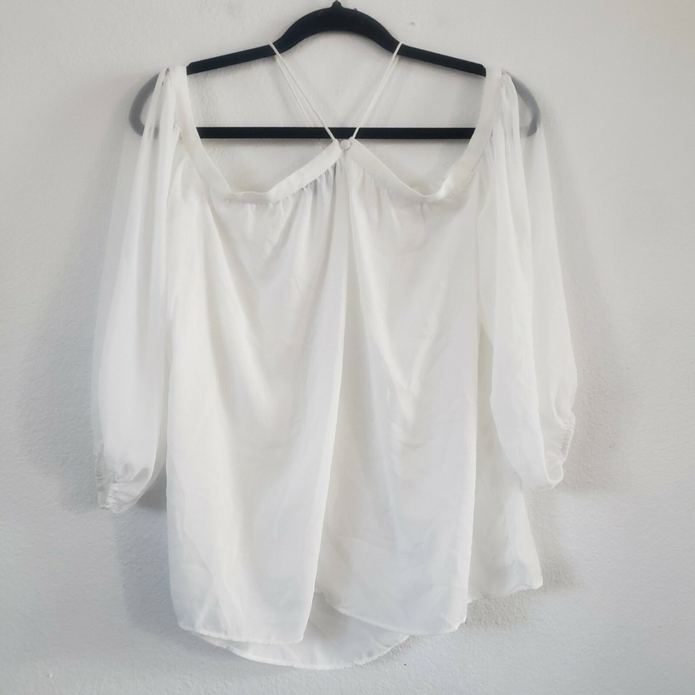 1. State White Blouse Off the Shoulder with Puff Sleeves